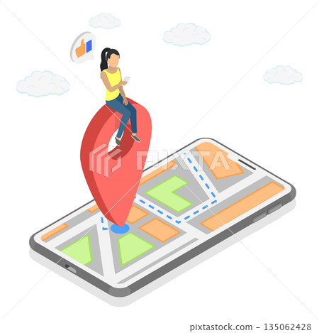 3D Isometric Flat Illustration of Location Pointer, Current Location Depicted 3D Isometric Flat Illustration of Location Pointer, Current Location Depicted 135062428