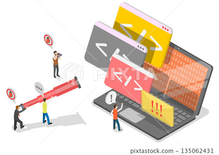 3D Isometric Flat Illustration of Bug Bounty Program, Cybersecurity 3D Isometric Flat Illustration of Bug Bounty Program, Cybersecurity 135062431