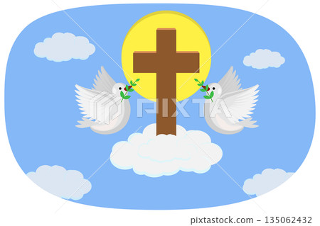 3D Isometric Flat  Illustration of Whit Monday, Christian Holy Spirit Community Holiday 135062432