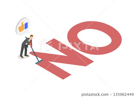 3D Isometric Flat Illustration of Positive Thinking, Optimistic Outlook And Firm Negotiation Stance 3D Isometric Flat Illustration of Positive Thinking, Optimistic Outlook And Firm Negotiation Stance 135062449