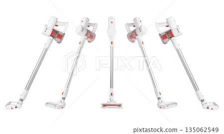 Isolated stick sweeper collection displays innovative battery-powered appliances. Isolated stick sweeper collection displays innovative battery-powered appliances. 135062549