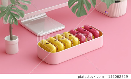 A minimalist 3D representation of a magnetic cable organizer 135062829