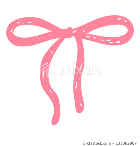 Pink bow vector crayon sketch, Happy New year, Merry Christmas holiday and birthday party decoration Pink bow vector crayon sketch, Happy New year, Merry Christmas holiday and birthday party decoration 135062907