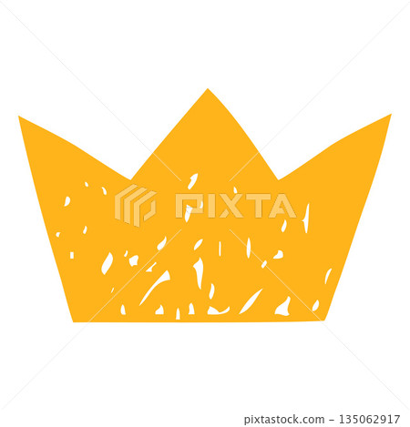 Yellow crown, child's pencil drawing, flat, simple style. 135062917