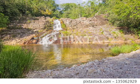 beautiful cascade in Serra da Canastra area, around Delfinopolis town in Minas Gerais, Brazil 135062929