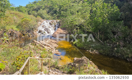beautiful cascade in Serra da Canastra area, around Delfinopolis town in Minas Gerais, Brazil beautiful cascade in Serra da Canastra area, around Delfinopolis town in Minas Gerais, Brazil 135062930