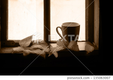 Cup of tea and book 135063007