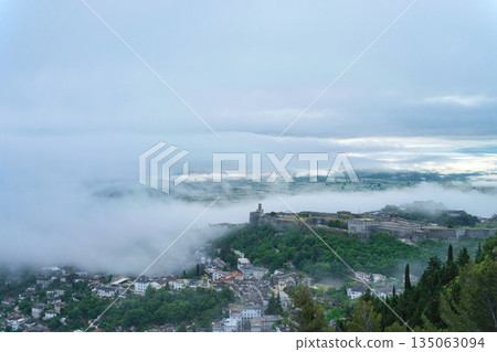 View on the city of Gjirokastra from Resort Kerculla 135063094