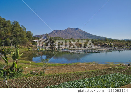 Mount Batur and Lake Batur on Bali 135063124