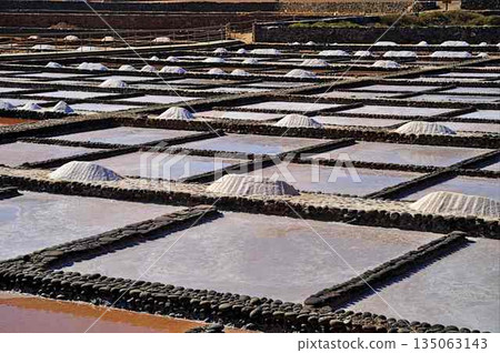 Salt production at Salinas del Carmen on Fuerteventura Salt production at Salinas del Carmen on Fuerteventura 135063143