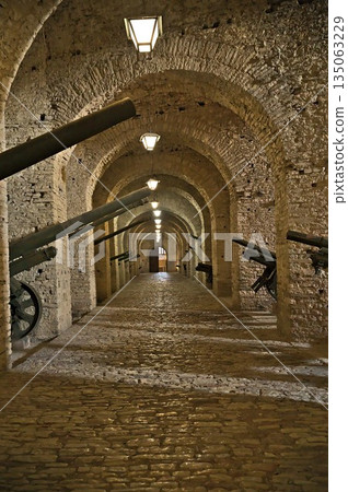 Inside the castle of Gjirokastra with guns from the war Inside the castle of Gjirokastra with guns from the war 135063229