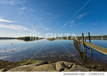 Jetty with view on the sea on the skerry island Asperoe 135063333