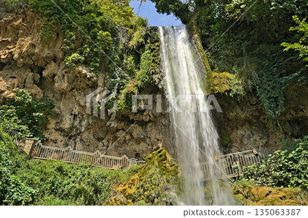 Edessa Waterfalls during summer with little water flow Edessa Waterfalls during summer with little water flow 135063387