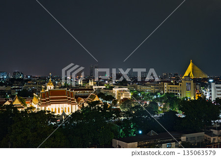 The view from Golden Mount on Bangkok on a rainy day 135063579