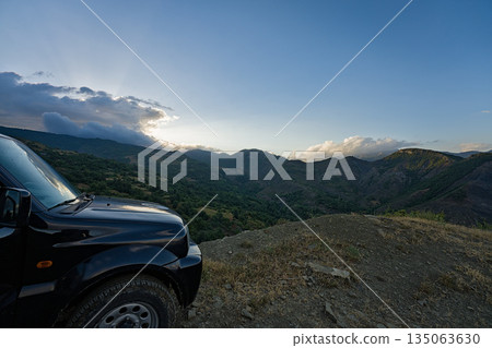 Hotova Dangell national park scenery with part of a car 135063630