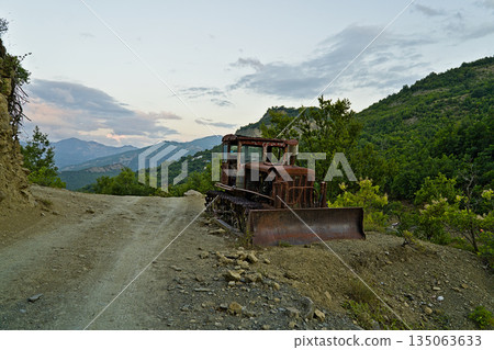 Rusty excavator in the national park Hotova Dangell 135063633