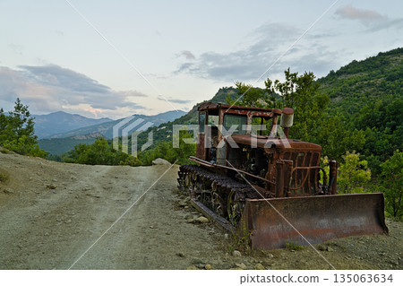Rusty excavator in the national park Hotova Dangell 135063634