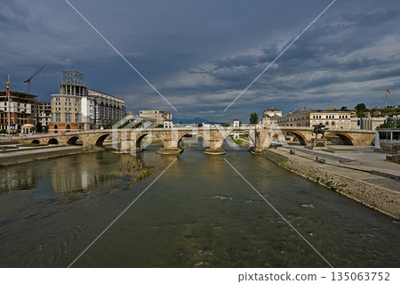 Old stone bridge in Skopje Old stone bridge in Skopje 135063752