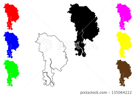 Malolos city (Central Luzon Region, Republic of the Philippines, ROP) map vector illustration, scribble sketch Malolos map 135064222