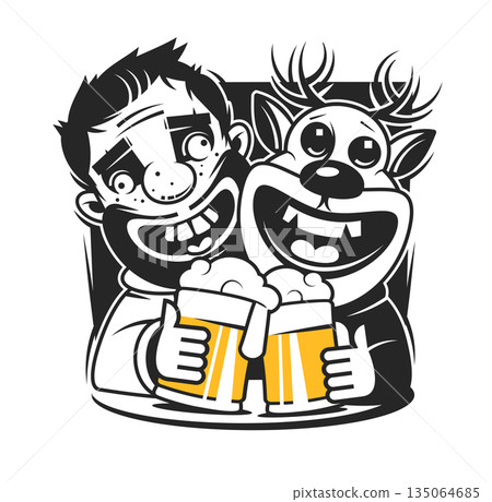 Beer glass with splashes foam and hops for bar emblem or pub. Brewery logo design with mug, hop and froth for craft shop beer label 135064685