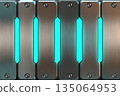 Futuristic metallic panels with glowing blue accents in a modern design 135064953