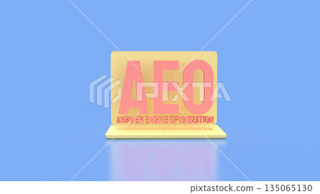 Answer Engine Optimization Concept on Laptop with Artificial Intelligence Search Technology 3d render. Answer Engine Optimization Concept on Laptop with Artificial Intelligence Search Technology 3d render. 135065130