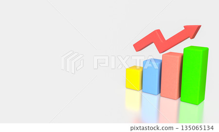 Business Performance Growth Concept with Colorful Bar Chart and Rising Arrow 3d render. 135065134