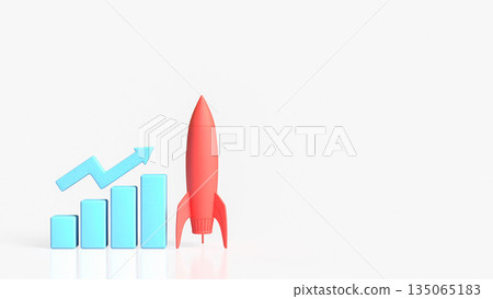 Startup Business Growth Launch with Rocket and Rising Chart 3d render. Startup Business Growth Launch with Rocket and Rising Chart 3d render. 135065183