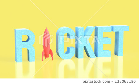Rocket Launch Business Growth and Innovation Concept 3d render. 135065186
