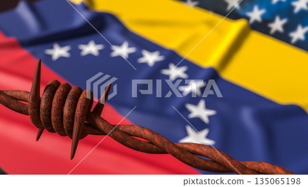 Political Conflict and Sanctions Between Venezuela and United States 3d render. Political Conflict and Sanctions Between Venezuela and United States 3d render. 135065198