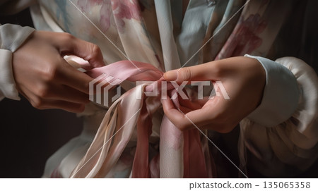 3D技術捕捉了手繫絲帶的優雅動作。 135065358