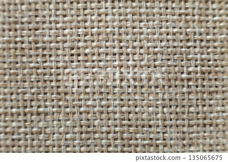 Gray beige linen canvas surface background. Sackcloth design, ecological cotton textile, fashionable woven flex burlap. 135065675