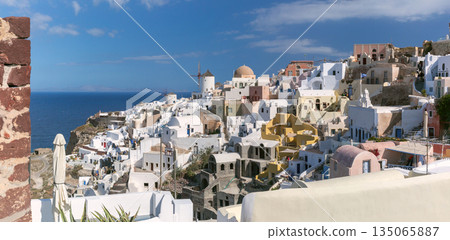 Windmill and Church in Oia, Santorini, Greece 135065887