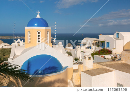 Blue Domed Church in Oia, Santorini, Greece Blue Domed Church in Oia, Santorini, Greece 135065896