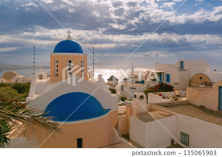 Blue Domed Church in Oia, Santorini, Greece 135065903