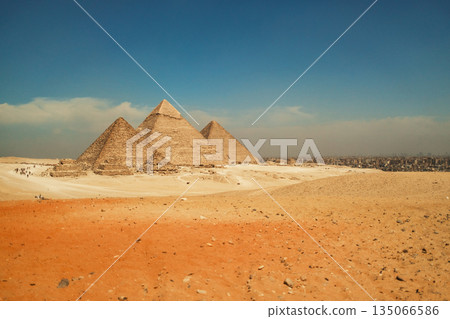 Sand Panorama Surrounding The Pyramids In Egypt Sand Panorama Surrounding The Pyramids In Egypt 135066586