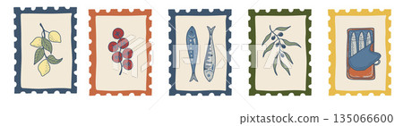 Vintage Italian Cuisine Postage Stamps Vintage Italian Cuisine Postage Stamps 135066600