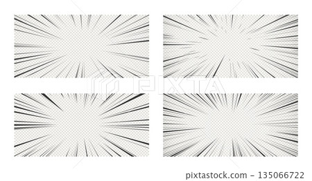 Manga vector comic effects transparent background. Dynamic linework starburst enhances intensity and focus with bold linear rays, thick and thin strokes, flexibility for highlighting action 135066722