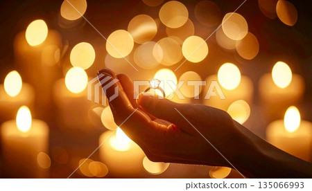 Proposal background with a ring wrapped in light 135066993