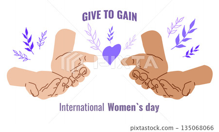 Give To Gain International Women Day Equality Through Generosity empower. Generosity as a path to gender equality. For ads web design marketing, and social campaigns. vector illustration. Give To Gain International Women Day Equality Through Generosity empower. Generosity as a path to gender equality. For ads web design marketing, and social campaigns. vector illustration. 135068066