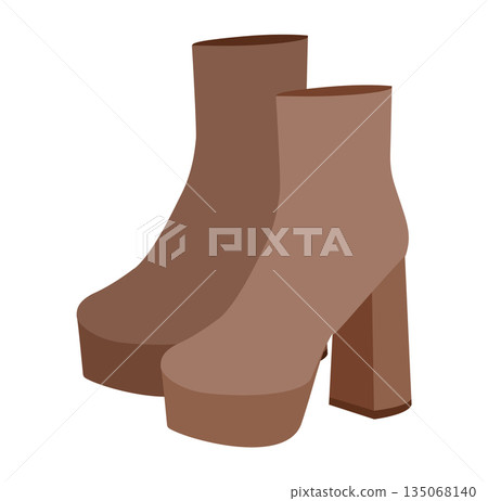 Brown chunky platform block ankle boot women color pair. Oversized sole with stacked heel luxury event refined Brown chunky platform block ankle boot women color pair. Oversized sole with stacked heel luxury event refined 135068140