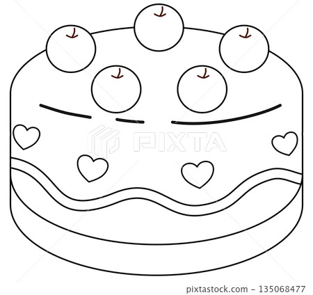 outline cartoon of cherry cake outline cartoon of cherry cake 135068477