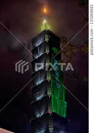 illuminated skyscrapers illuminated skyscrapers 135068682