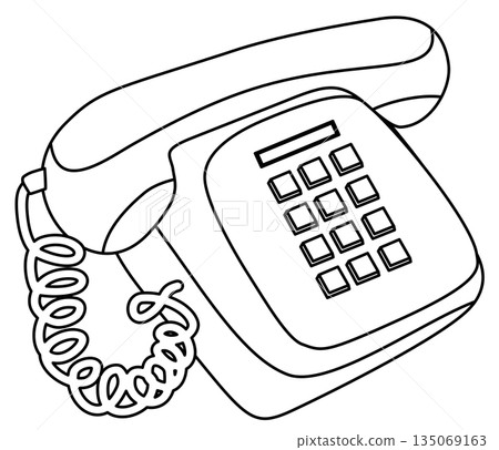 outline cartoon of retro telephone outline cartoon of retro telephone 135069163