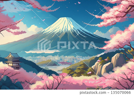 Fuji and cherry blossoms Fuji and cherry blossoms 135070066