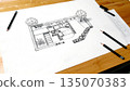 Drawing of the project of landscape design, improvement of the communal area, the territory of a country house 135070383
