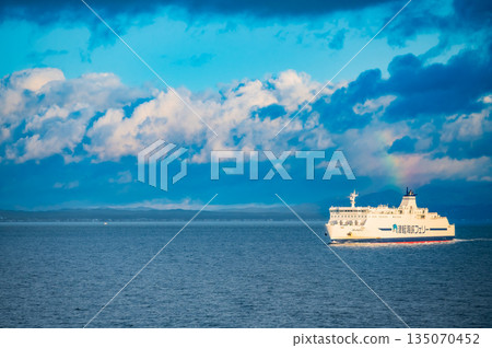 Autumn seascape and autumn leaves of the Tsugaru Strait, connecting Hakodate and Aomori in Hokkaido Autumn seascape and autumn leaves of the Tsugaru Strait, connecting Hakodate and Aomori in Hokkaido 135070452