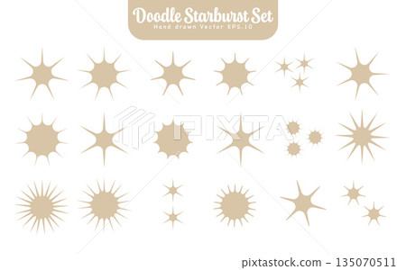 Gold Silhouette Stars Blend Radial Shape Collection.Vector Illustration 135070511