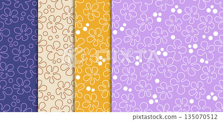 Seamless Pattern Brown Flowers Lines Doodle Hand Drawn Collection.Vector Illustration Seamless Pattern Brown Flowers Lines Doodle Hand Drawn Collection.Vector Illustration 135070512
