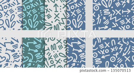 Memphis Style Seamless Pattern Hand Drawn Collection.Vector Illustration Memphis Style Seamless Pattern Hand Drawn Collection.Vector Illustration 135070513